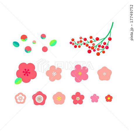 年賀状素材 梅の花のイラスト素材 17749752 Pixta