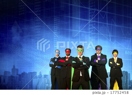 Superhero Business People Strength Cityscape Stock Exchange Conc 17752458