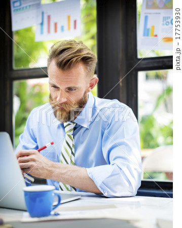 Businessman Thinking Planning Strategy Working Laptop Concept 17753930