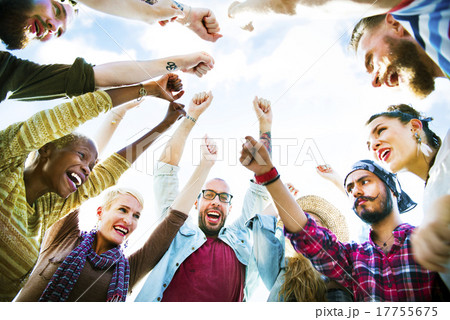 Diverse Group People Arms Raised Concept Diverse Group People Arms Raised Concept 17755675