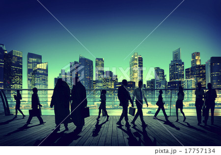 Business People Global Commuter Walking City Concept Business People Global Commuter Walking City Concept 17757134