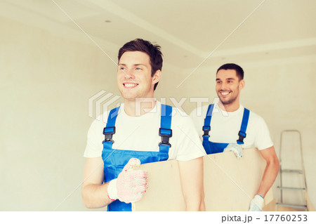 group of builders with wooden boards 17760253
