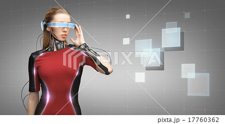 woman with futuristic glasses and sensors 17760362