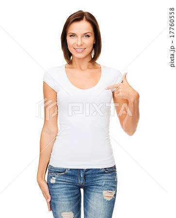 woman in blank white t-shirt woman in blank white t-shirt 17760558