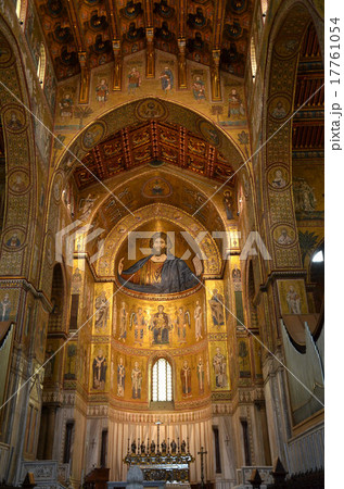 モンレアーレのドゥオーモの全知全能の神キリストのモザイク画 モンレアーレのドゥオーモの全知全能の神キリストのモザイク画 17761054