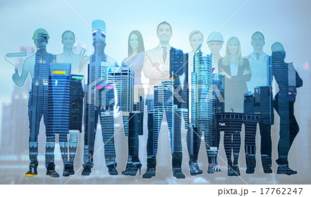 happy businessman over professional workers 17762247