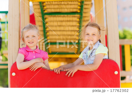 happy kids on children playground 17762302