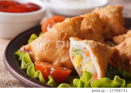 samosa stuffed with vegetables macro. Horizontal 17768731