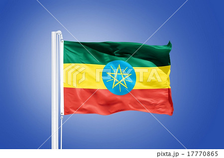 Flag of Ethiopia flying against a blue sky 17770865