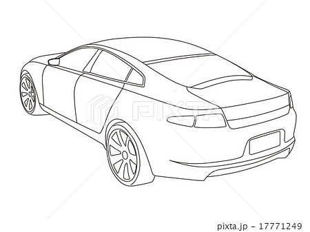 自動車線画イラストのイラスト素材