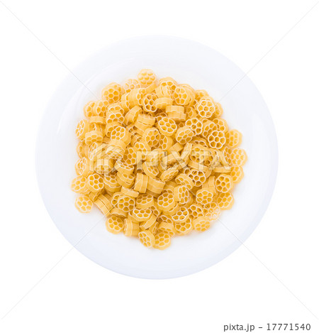 Plate of pasta seen from above isolated on white 17771540