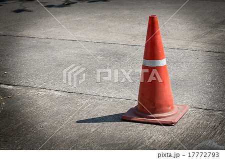 traffic cone on street used warning sign on road 17772793
