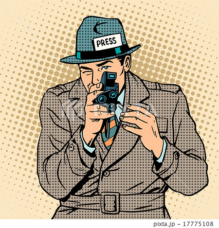 Journalist takes on retro camera. Paparazzi Journalist takes on retro camera. Paparazzi 17775108