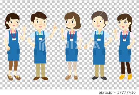 エプロンを着たスタッフのイラスト素材