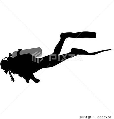 Black silhouette scuba divers. Vector illustration 17777578