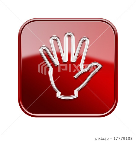 hand icon glossy red, isolated on white background 17779108