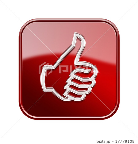 thumb up icon glossy red, isolated on white  17779109