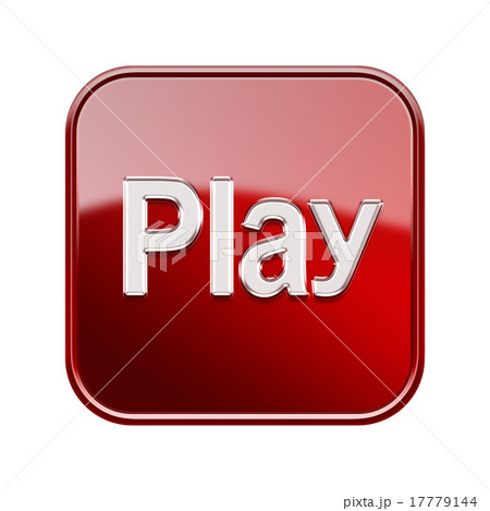 Play icon glossy red, isolated on white  17779144