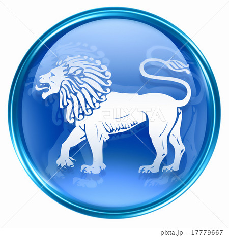 Lion zodiac button icon, isolated on white  17779667
