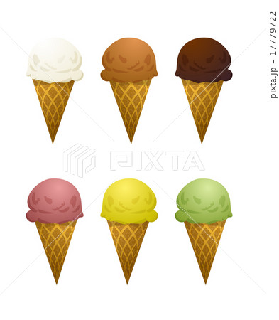 Set of six ice cream cone with different tastes- 17779722
