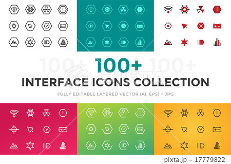 Outline vector UI technology icons set 17779822