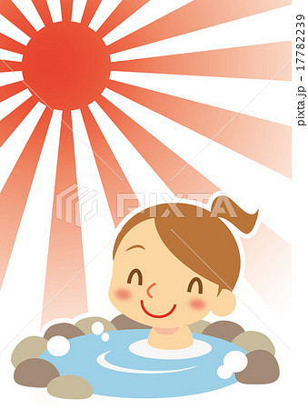 初日の出　温泉を楽しむ女性 17782239