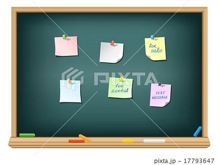 paper and pushpin on the blackboard 17793647