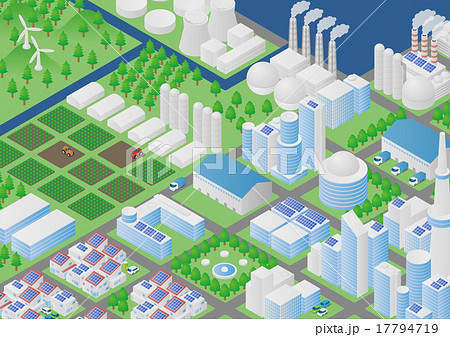 都市と田舎／農業　イメージイラスト 17794719