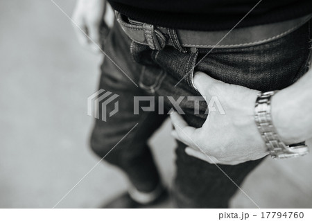 Confident man posing in selvedge  jeans 17794760