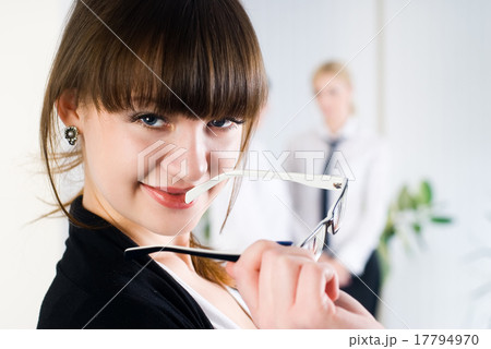 Young attractive business lady in office 17794970