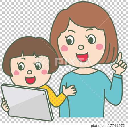 タブレットを見る親子 17794972
