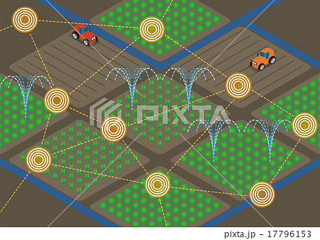 農業とiot センサネットワーク イメージイラストのイラスト素材