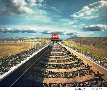 Railroad with a freight train 17797442