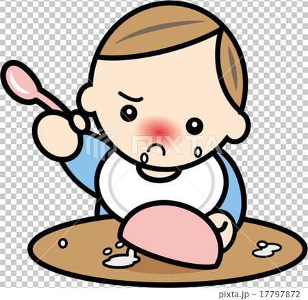Baby turning over the bowl 17797872