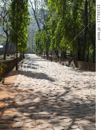 Road, paved stone blocks. India, Goa Road, paved stone blocks. India, Goa 17798515