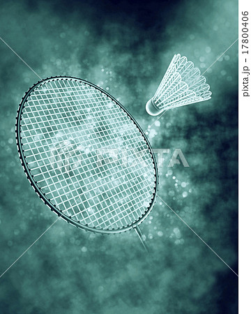 badminton racket in smoke with bokeh 17800406