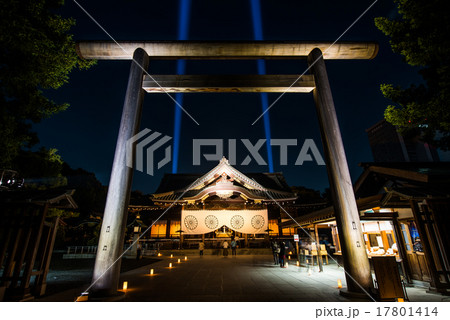 靖国神社 ライトアップ みらいとてらす 拝殿 中門鳥居の写真素材