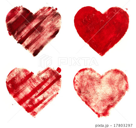 grunge painted red heart shapes set 17803297