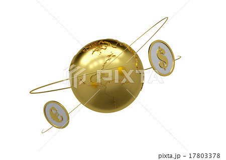 arrows around planet earth and world currency 17803378