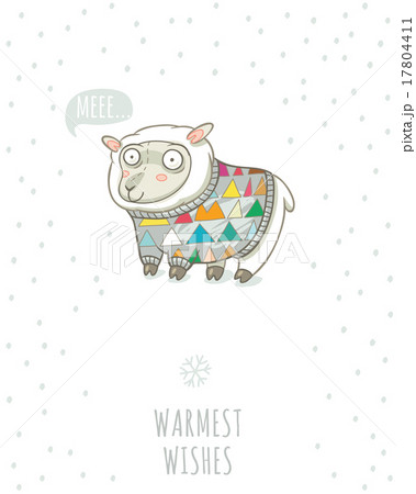 Winter card with cute sheep in knitted sweater Winter card with cute sheep in knitted sweater 17804411