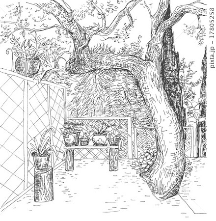 hand drawn sketch with cute outdoor territory 17805258