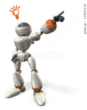 目標を指差すロボットのレンダリング画像のイラスト素材