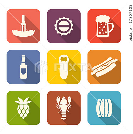 Group Minimal Colorful Icons of Beers and Snacks 17807105