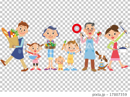 調理を楽しむ三世代家族 17807359