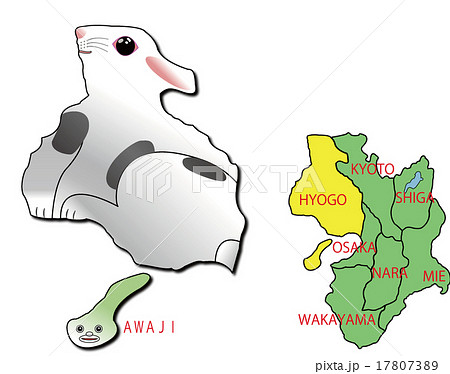 地図の動物 兵庫 ウサギのイラスト素材