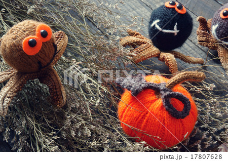 Halloween background, handmade, pumpkin, spider 17807628