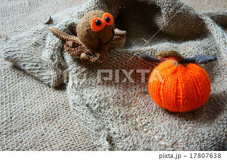 Halloween background, handmade, pumpkin, spider 17807638