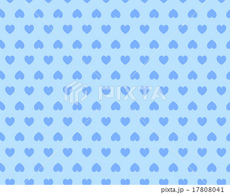 シンプル可愛い 水色背景 青ハート柄 模様が繋がるシームレス 連続 繰り返し パターン 背景素材のイラスト素材 17808041 Pixta
