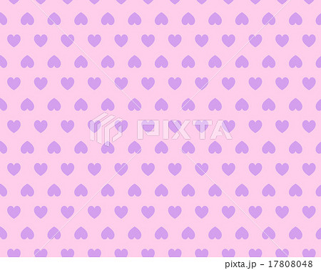 シンプル可愛い ピンク背景 紫ハート柄 模様が繋がるシームレス 連続 繰り返し パターン 背景素材のイラスト素材