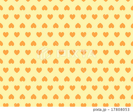 シンプル可愛い 黄色背景 オレンジハート柄 模様が繋がるシームレス